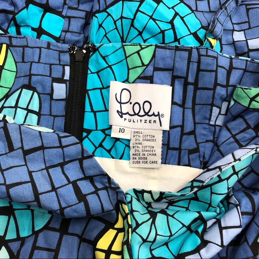 Lilly Pulitzer mosaic floral blue sundress 10 - Picture 2 of 8